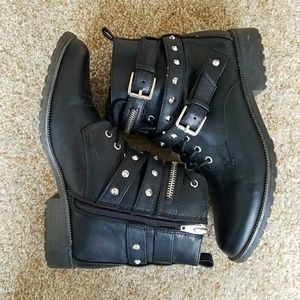 Black studded boots.